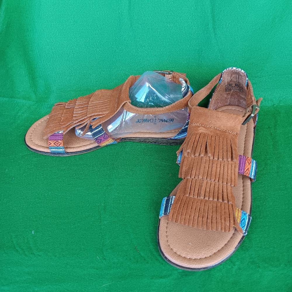 Minnetonka Maui Brown Leather Fringe Sandals 71302 Women’s Size 5